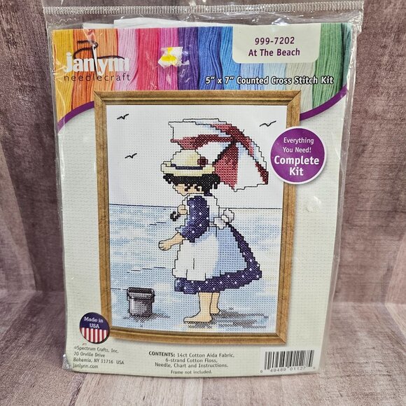 Janlynn Cross Stitch Kit "At The Beach" 999-7202 Needlecraft New - Picture 1 of 2